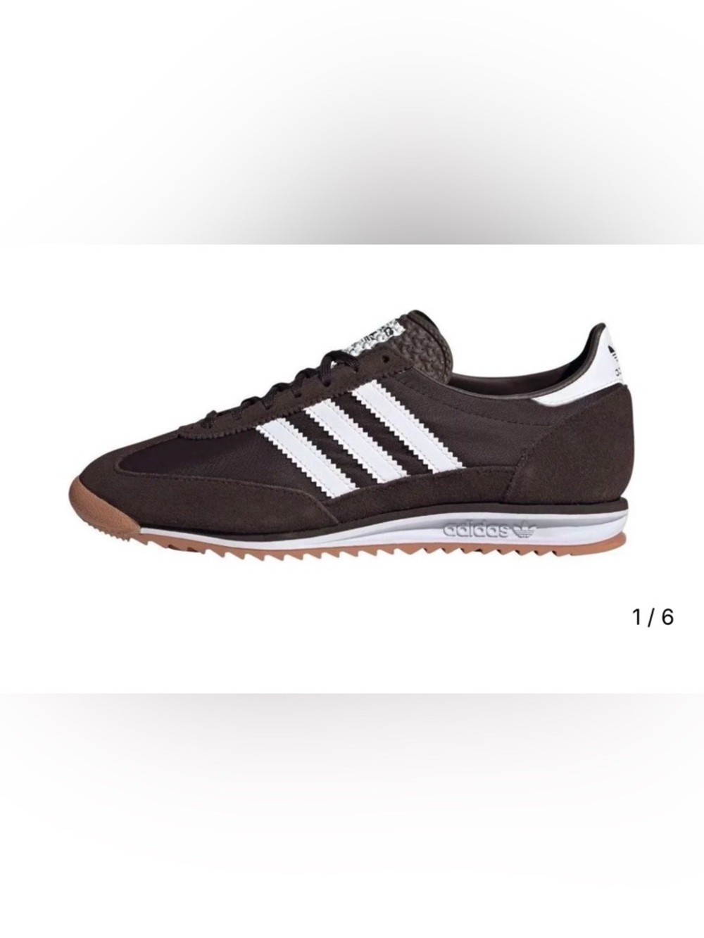 adidas Women’s Brown Sneakers with White Stripes and Gum Sole